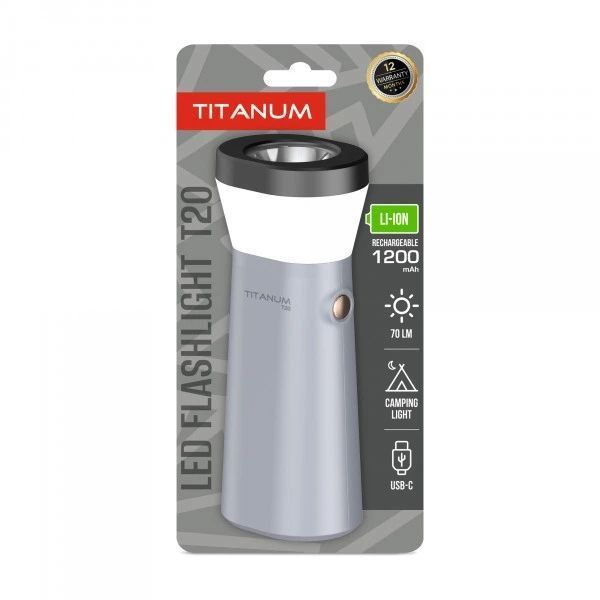 Портативний світлодіодний ліхтарик TITANUM TLF-T20 70Lm 12000/8000K Gray (30/120) F00073381 фото