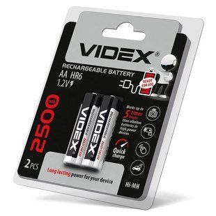 Акумуляторний улятори Videx HR6 2500 mAh, 1.2 В, 2 шт. уп. F00073104 фото