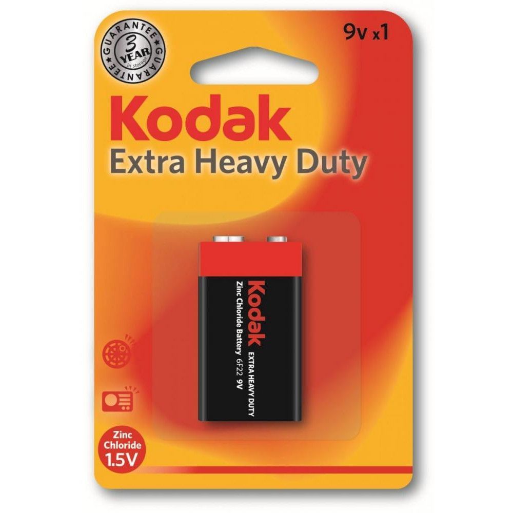 Батарейка сольова KODAK SUPER HEAVY DUTY 6F22 1 шт. коробка F00072715 фото