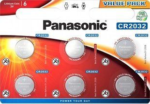 Батарейка літієва Panasonic CR-2032EL/6B CR2032 блістер, 6 шт. F00073114 фото