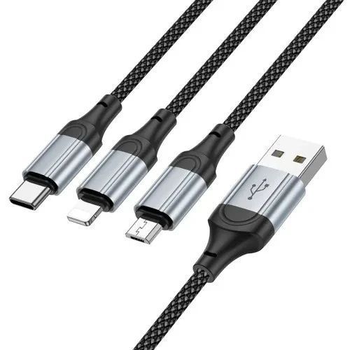 Кабель HOCO X102 iP+Micro+Type-C Fresh 3-in-1 charging data cable 2.4A /1м F00068416 фото