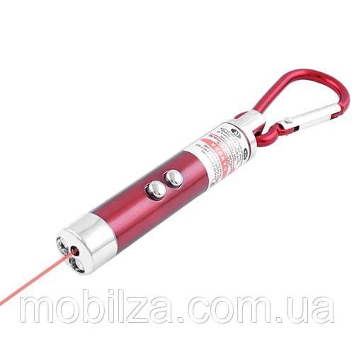 Ліхтар брелок 117-2LED, лазер, карабин, 3xLR44 F00069263 фото