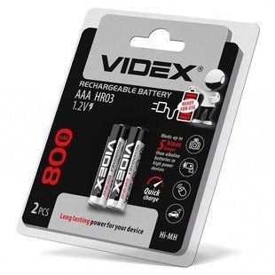 Акумуляторний улятори Videx HR03/AAA 800 mAh подвійний блістер, 2 шт. F00072864 фото