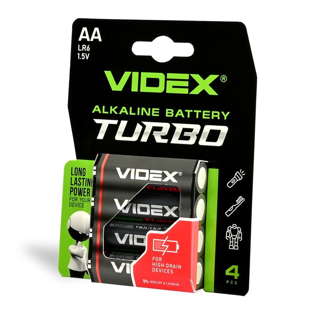 Батарейка Videx LR06 Turbo 4 шт. блістер F00067877 фото