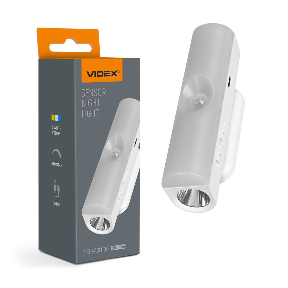 LED Світильник акумуляторний з датчиком руху VIDEX VL-NL108W 110Lm + 50Lm 3000-6500K F00076645 фото