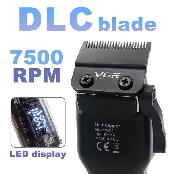 Машинка для стрижки акумуляторна (clipper) VGR V-692 GREEN, 4 насадки, LED display F00074712 фото
