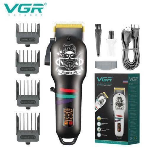 Машинка для стрижки акумуляторна (clipper) VGR V-699 BLACK, 4 насадки, LED display F00074713 фото