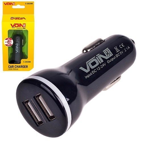 Автомобільний зарядний пристрій VOIN C-2023BK 2USB (12/24V - 5V 2,1A) F00035384 фото