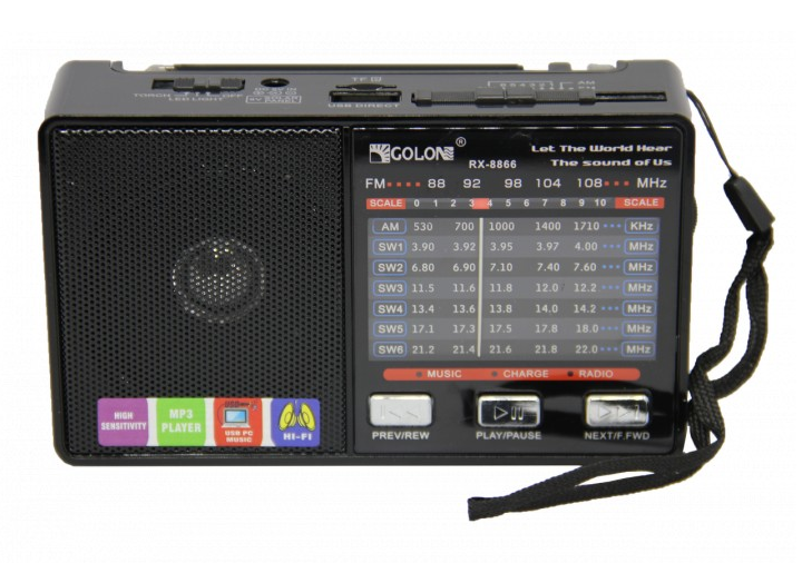 Радіо Golon RX-8866, USB, 3&times;AA, акумуляторний улятор 14500, 1LED+6SMD F00069028 фото