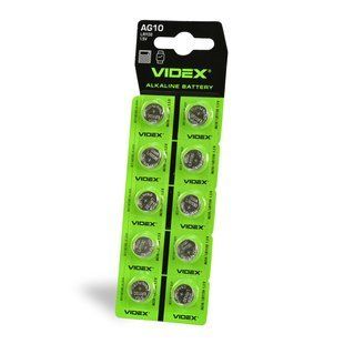 Батарейка годинникова Videx AG10/LR1130 BLISTER CARD 10 pcs (100/1600) F00068022 фото