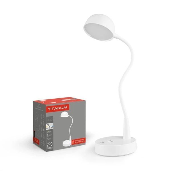 LED лампа настiльна з акумулятором TITANUM TLTF-012W 7W 3000-4000-6000K White F00069260 фото