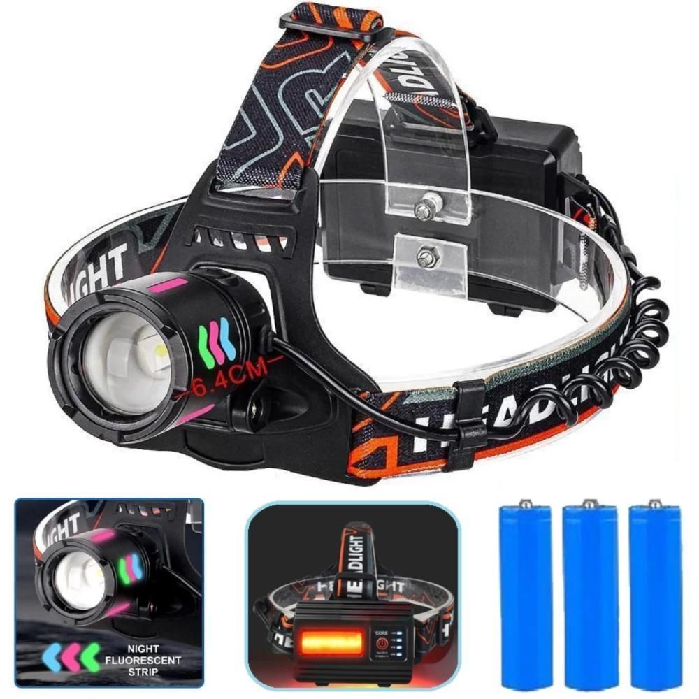 Ліхтар налобний NIGHT VISION FLUORESCENCE 8096 1 РЕЖИМ WHITE LASER LED PM10-TG+COB, 3x18650, ЗП Typ F00074680 фото