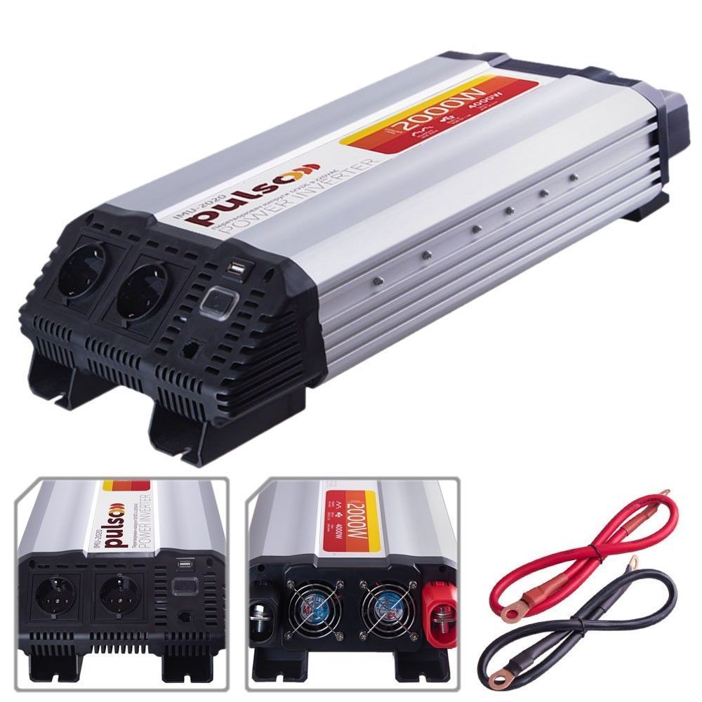 Преобраз. напряжения PULSO/IMU-2020/12V-220V/2000W/USB-5VDC2.0A/мод.волна/клеммы F00042339 фото