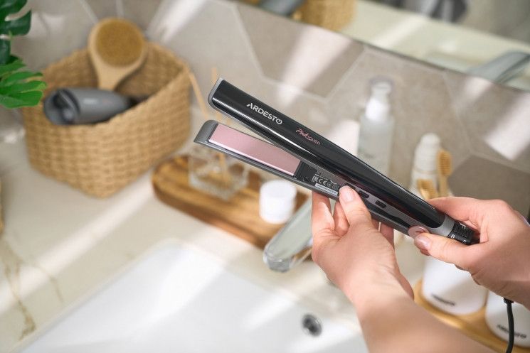 Догляд за волоссям випрямляч Ardesto HS-R350PT Pink Touch, 32Вт, 110-200C,кераміка, сірий+рожевий F00076838 фото