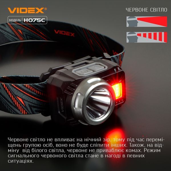 Ліхтарик налобний світлодіодний VIDEX VLF-H075C 550Lm 5000K F00072778 фото