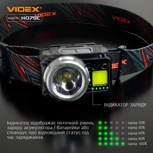 Ліхтарик налобний світлодіодний VIDEX VLF-H075C 550Lm 5000K F00072778 фото