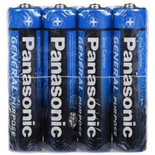 Батарейка вугільно-цинкова Panasonic R03BER/4PR GENERAL PURPOSE AAA(R3) плівка, 4 шт. F00067819 фото