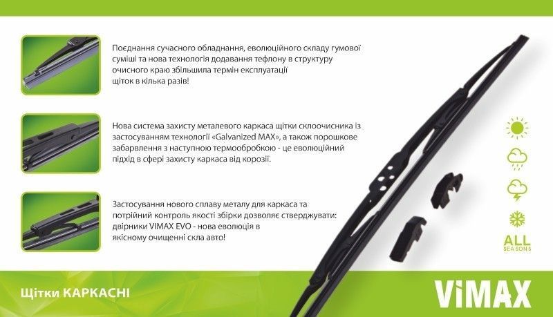 Щітка склоочисника каркасна VIMAX 16" (400 мм) 000005667 фото