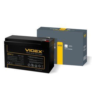 Акумуляторний улятор свинцево-кислотний Videx 6FM7.2, 7.2Ah/12V color box F00073374 фото