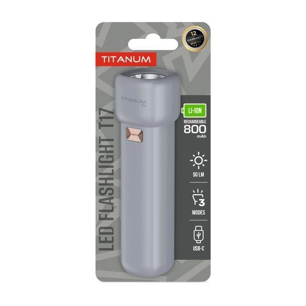 Портативний світлодіодний ліхтарик TITANUM TLF-T17 50Lm 11000K Gray (60/180) F00073384 фото